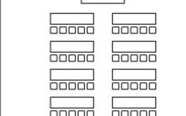 Forest of Arden near Birmingham classroom layout icon showing front table and rows of desks for event setup